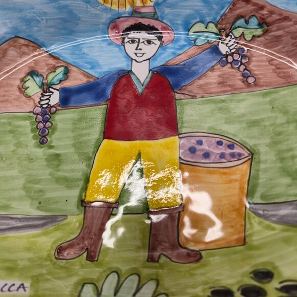 Nino Parrucca Large Platter Or Wall Hanging Art Made In Italy Signed 98A 8.5x13" - Picture 4 of 8